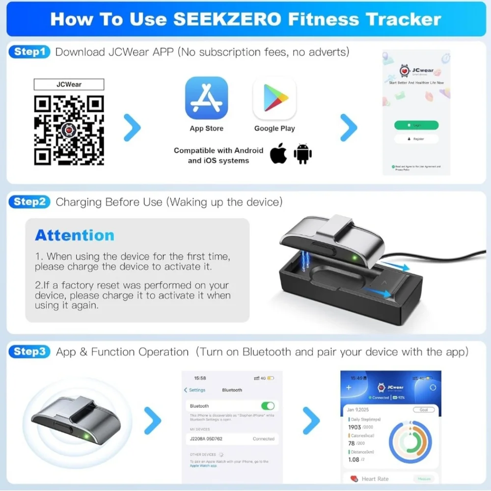 Smart Fitness Tracker with Black Band